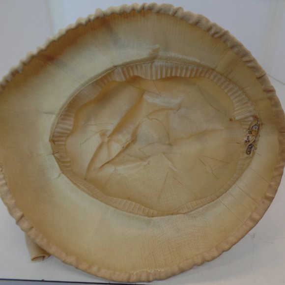Vintage Tan Hat Polyester Hat W Ribbon Made in USA has Patent Label But no Brand - Picture 11 of 12